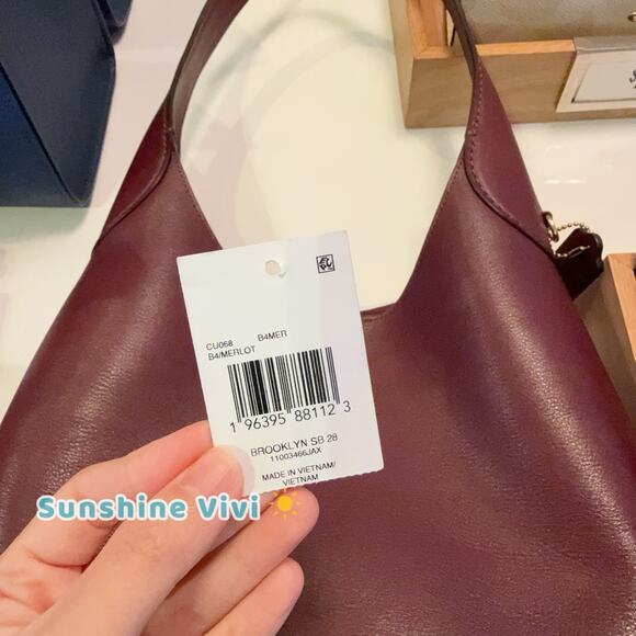 NWT COACH Brooklyn Shoulder Bag 28 LEATHER CU068 merlot / brass